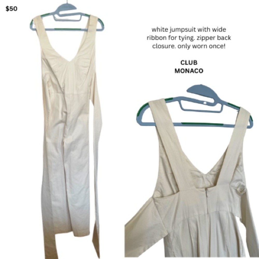 Club Monaco Cream Backless Jumpsuit